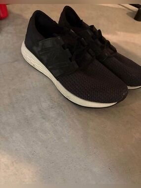 Women's Black Knit Athletic Sneakers with White Midsole